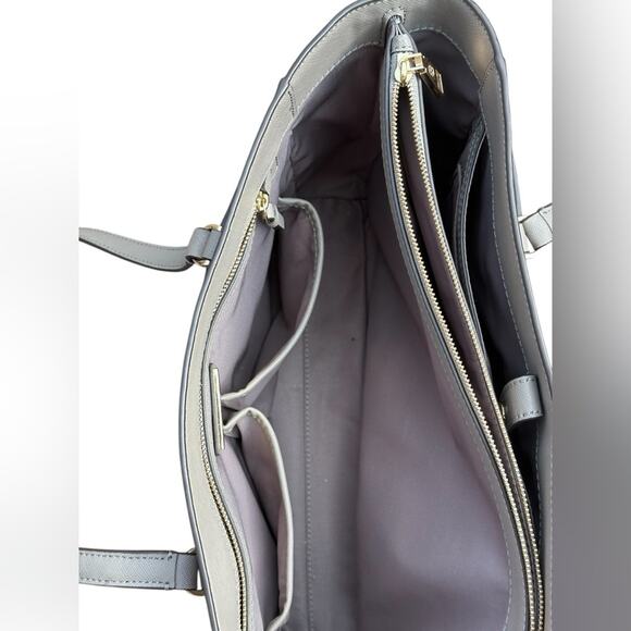 Tory Burch Gray Leather Parker Tote Bag - Picture 10 of 11